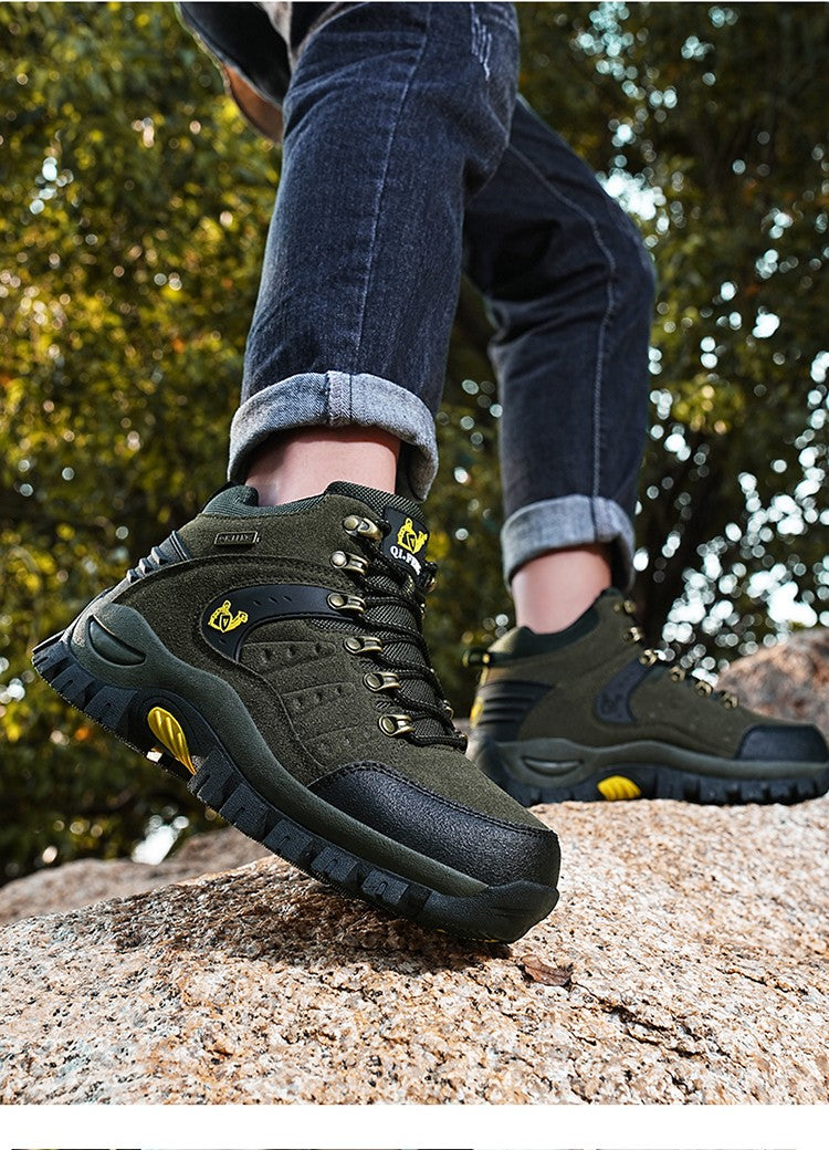 Botas Masculinas Clássicas Modernas para Tornozelo Botas de Caminhada Resistentes ao Desgaste em Camurça de Vaca Tênis de Caminhada Confortáveis Masculinos Sapatos Táticos