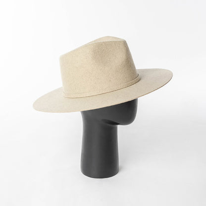 Chapéu Fedora de Feltro 100% Lã Australiana com cinto de feltro e aba larga de design moderno