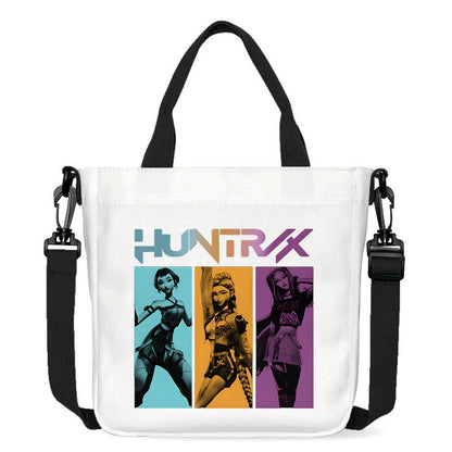 Kawaii KPop Demon Hunters Fashion Shoulder Bag Cartoon Handbag Large Capacity Crossbody Bag Portable Canvas Storage Bags Gift