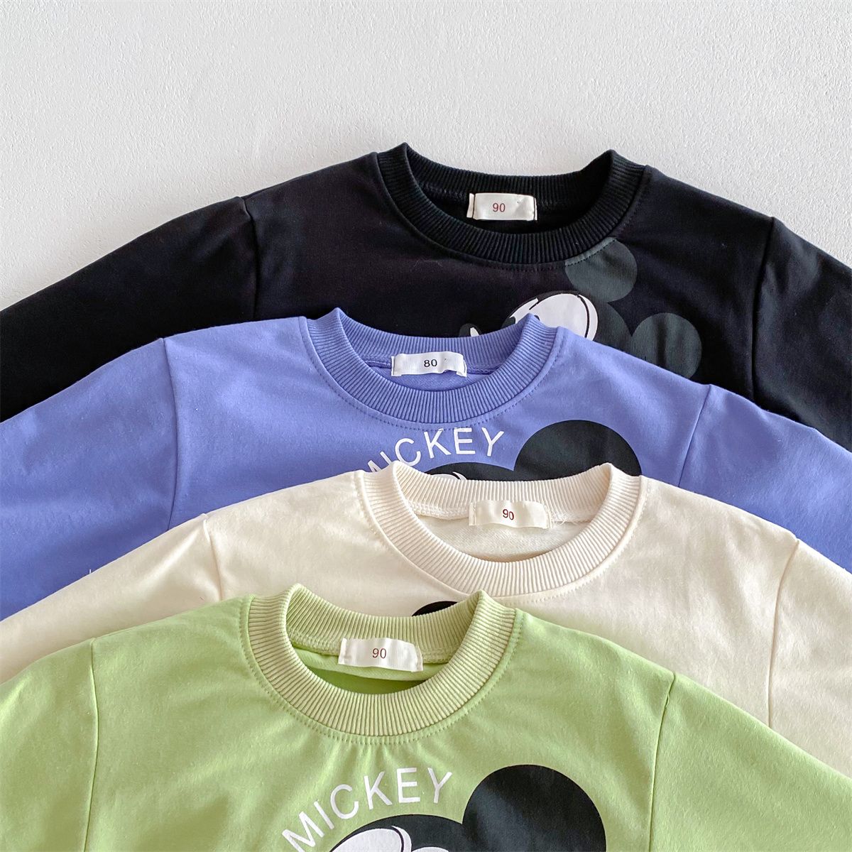 Disney Mickey Children' Tracksuit Cartoon Fashion Loose Baby Girl Boy Long Sleeve Crewneck Hoodies + Pants Two Piece Set Clothes