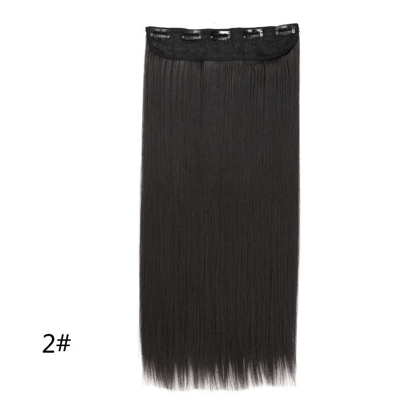 Alongamento de Cabelo Sintético Invisible Hair Extensions com 5 Clipes, 60cm, Liso, Resistente ao Calor, para Mulheres