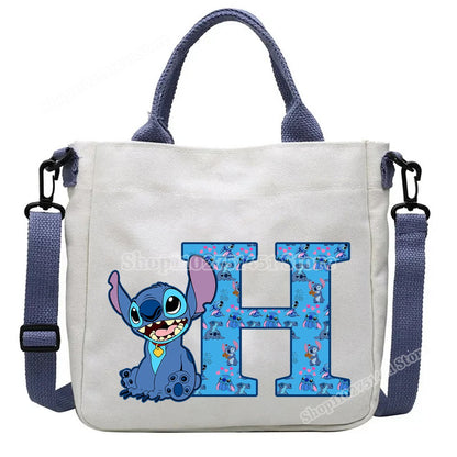 Disney Stitch Letter A-Z Print Shoulder Bags Cute Anime Action Figure Stich Purses Handbags Women Sling Messenger Bag Gift