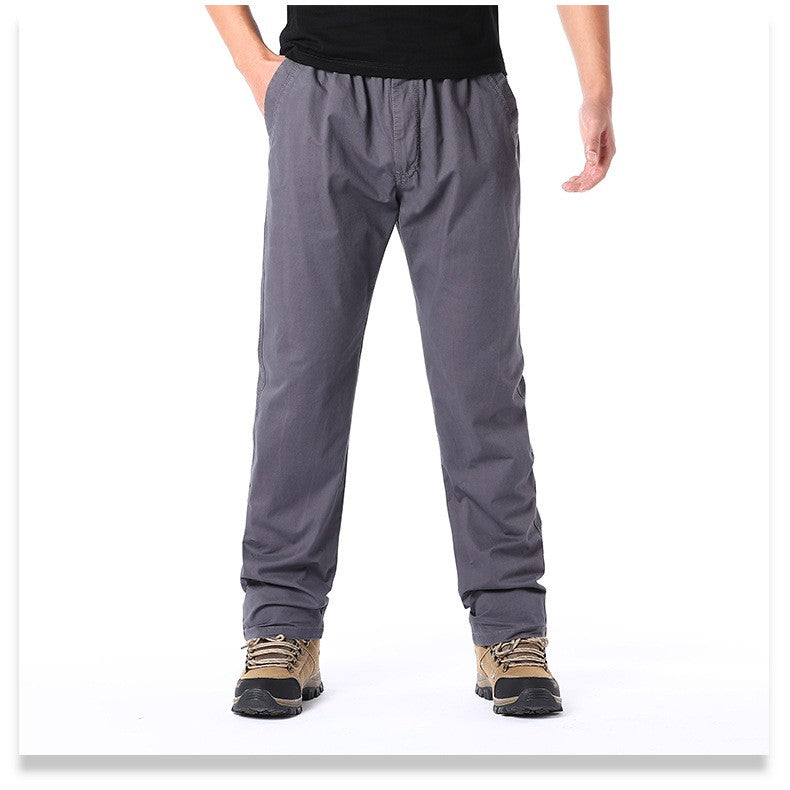 Calças Casuais Masculinas, Calça Cargo de Algodão para Primavera e Outono, Calça Esportiva Grande Plus Size, Calça Reta Solta Masculina com Cintura Elástica