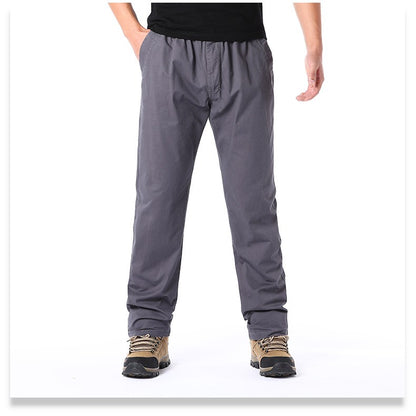 Calças Casuais Masculinas, Calça Cargo de Algodão para Primavera e Outono, Calça Esportiva Grande Plus Size, Calça Reta Solta Masculina com Cintura Elástica