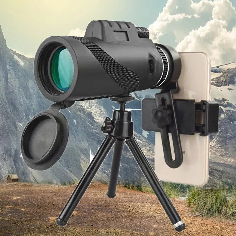 Telescópio Monocular Potente 80x100 HD ZOOM Binóculos Portáteis de Longo Alcance para Caça e Camping com Tripé e Suporte para Celular