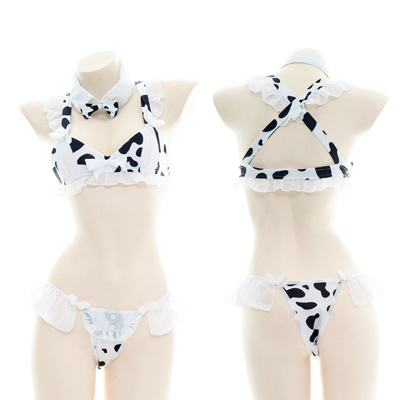 AniLV Cow Series Swimsuit Bodysuit Bikini Maid Unifrom Costume Summer Beach Kawaii Girl Swimwear Skirt Uniform Set Cosplay