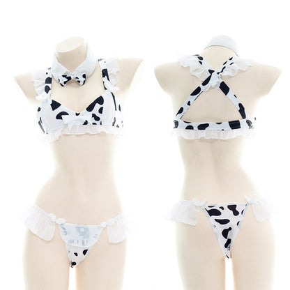 AniLV Cow Series Swimsuit Bodysuit Bikini Maid Unifrom Costume Summer Beach Kawaii Girl Swimwear Skirt Uniform Set Cosplay