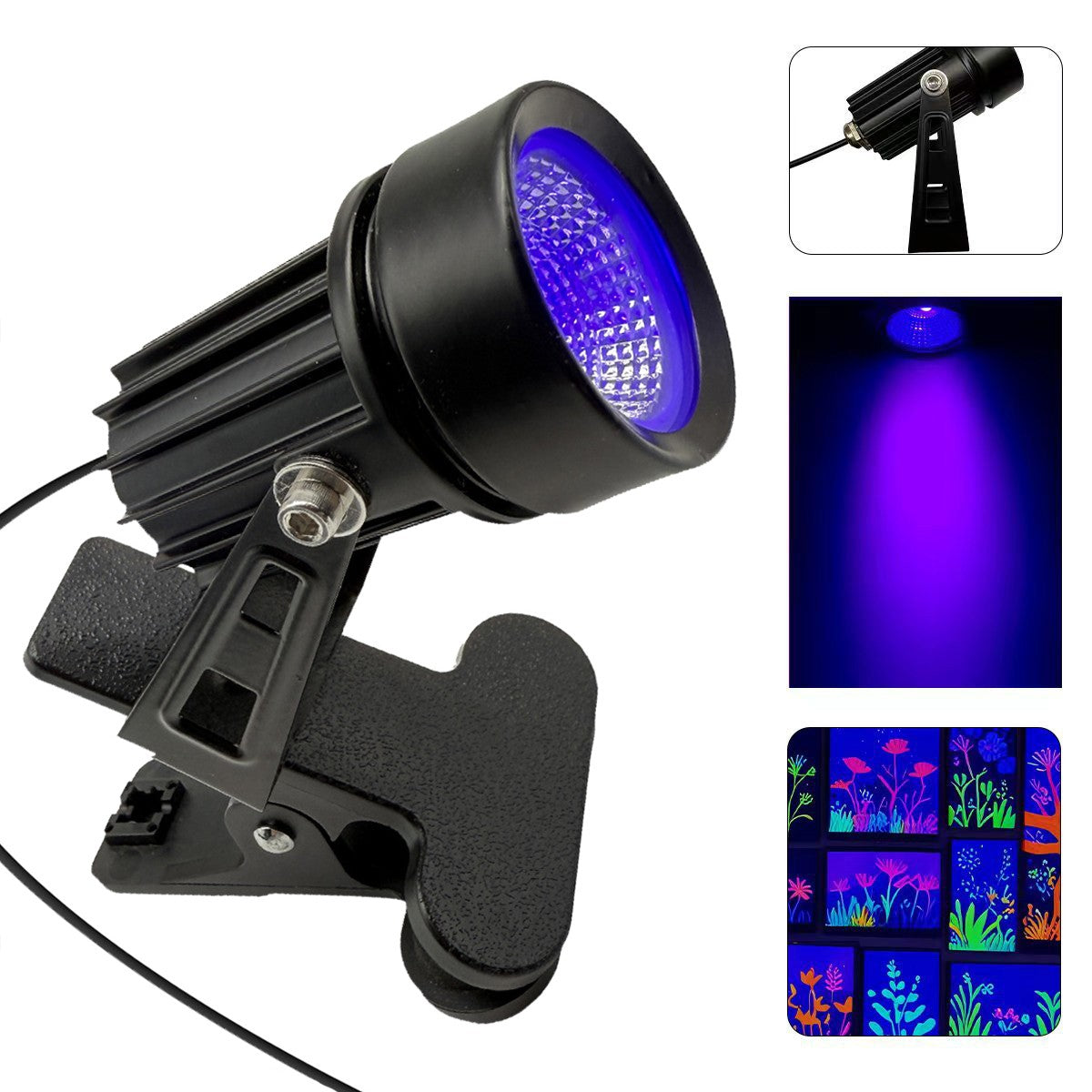 UV Purple Light Spot Light 5V USB Plug UV Projection Light With Clip Clamp Lamp LED Black Light for Glow Party Halloween