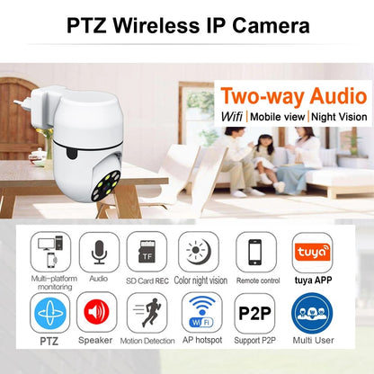 Tuya PTZ IP Camera Wireless Human Auto Tracking Cctv Security Surveillance Smart Cloud Color Night Vision Wifi Home Cam