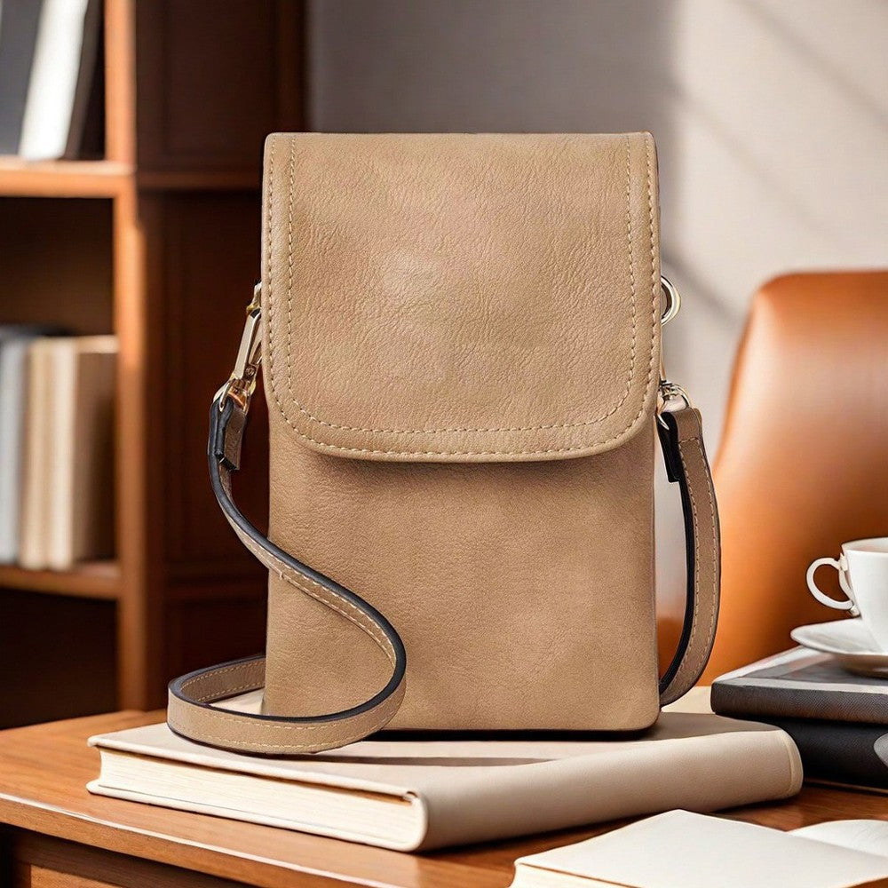 Fashionable and minimalist PU leather women's crossbody bag designer mobile phone bag change small bag women's single shoulder c