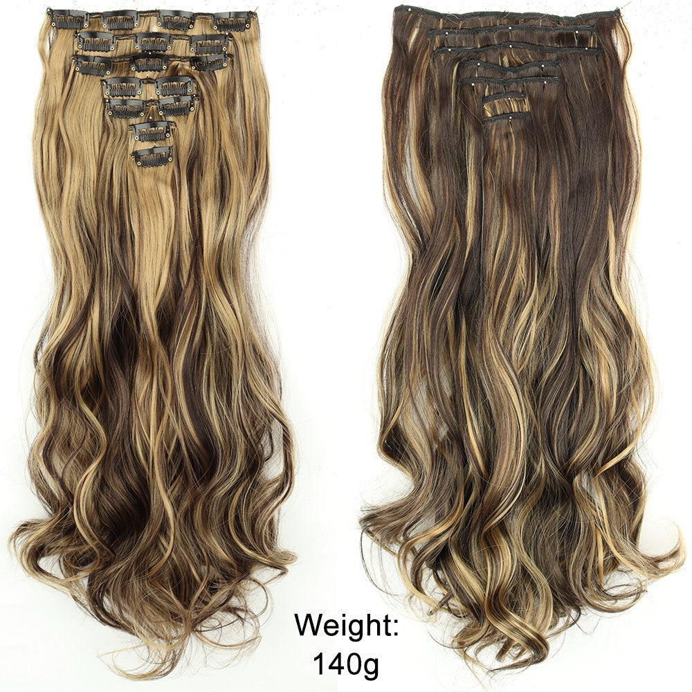 Cabelo Liso Comprido 16 Clipes 7 Pçs/Conjunto de Apliques de Cabelo Sintético Natural Loiro Preto Resistente ao Calor 2026