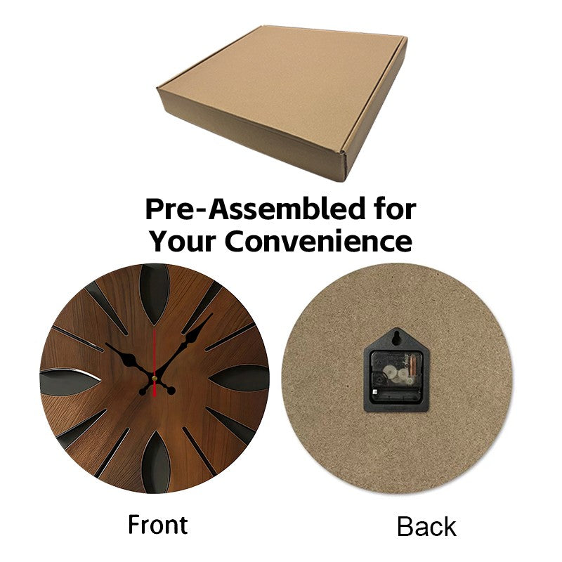 Irregular Shape Wooden Round Silent Hanging Wall Clock, Suitable For Living Room, Office, Study Room, Bedroom, Home Decoration