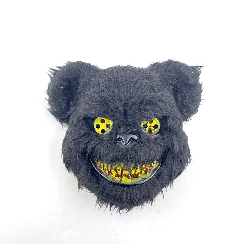 LED Bloody Rabbit Mask Glowing Killer Black Bear Mask Halloween Dance Party Cosplay Costume Props Assassinated Plush Rabbit Mask