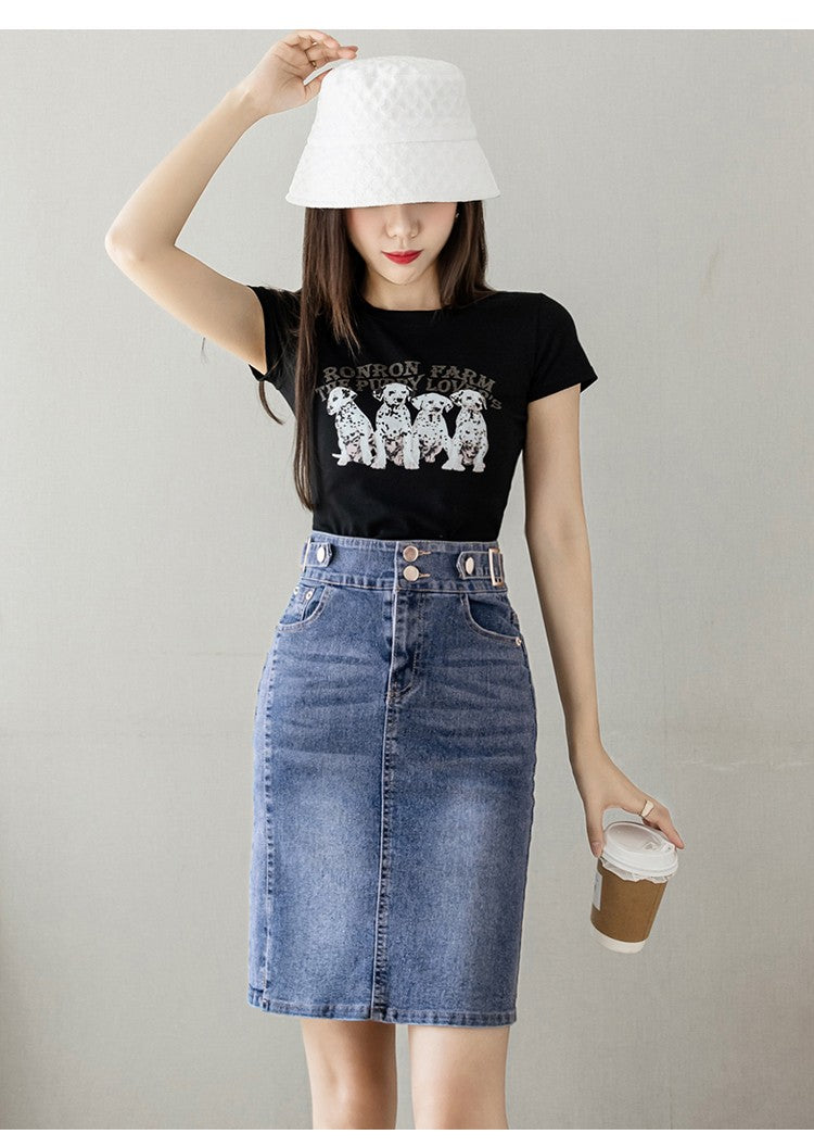 Autumn 2025 Plus Size Skirt For Women High Waist Large Size Slit Black Or Blue Jeans Skirts Korean Fashion Slim Jupe Femme