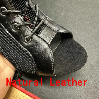 Novas Sandálias Femininas de Salto Alto Sexy Vazadas em Tela Tendência da Moda Verão Conforto Peep Toe Botas Stilettos Jazz Dance Tamanhos Grandes