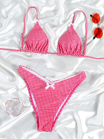 Brown Color Bikinis Bow Swimwear Women'S Summer Swimsuit 2025 Sexy Bikini Set Low Waist Beachwear Push Up Bathing Suits