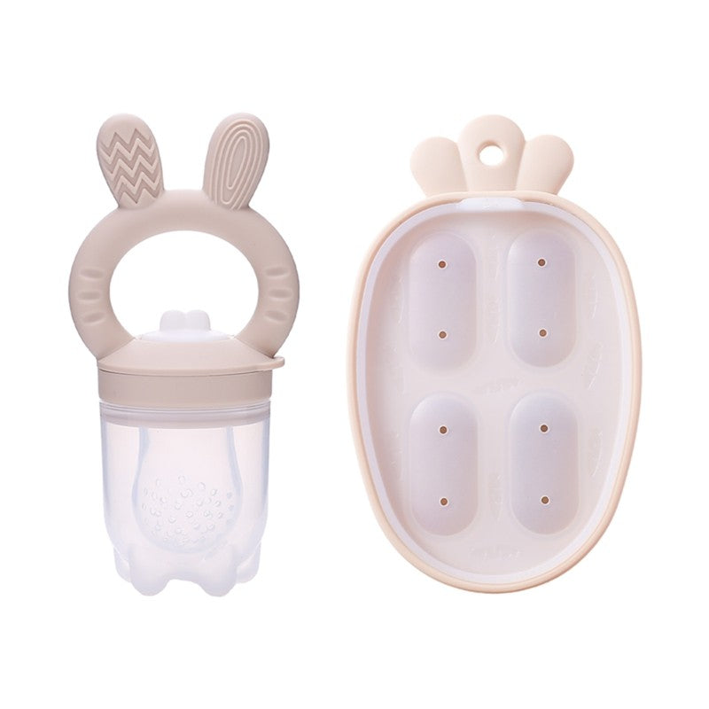 Silicone Baby Fruit Feeder With Cover Fruit Vegetable Food Supplement Bite Soother Nibbler Feeding Tableware Teething Pacifier