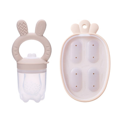 Silicone Baby Fruit Feeder With Cover Fruit Vegetable Food Supplement Bite Soother Nibbler Feeding Tableware Teething Pacifier