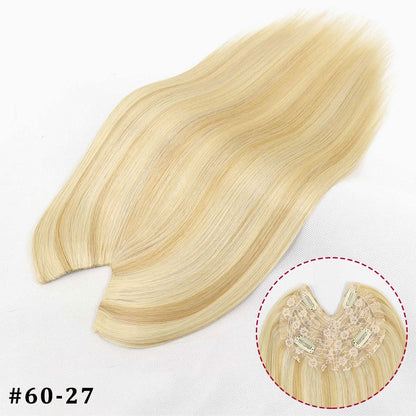 Extensões De Cabelo Humano Com Presilha Em V Para Mulheres Com Topo Invisível Castanho Loiro Destaque Para Mulheres Cabelo Liso Brasileiro Remy 16 Polegadas