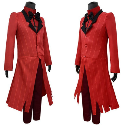 Alastor Hazbin Cosplay Costume Hotel Radio Demon Cosplay Red Jacket Shirt Pants Gloves Tie Uniform Halloween Full