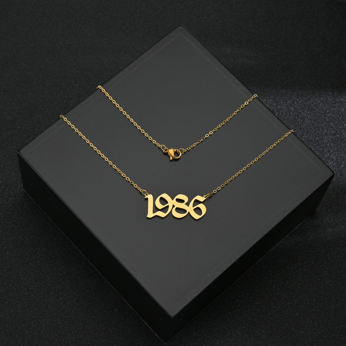 Stainless Steel Birth Year Necklaces For Women Men Gold Silver Color Neck Chain Choker Male Female Pendant Necklace Jewelry