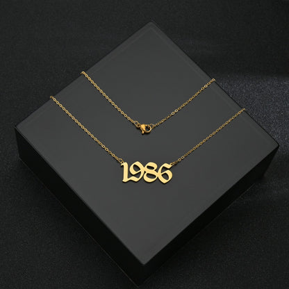 Stainless Steel Birth Year Necklaces For Women Men Gold Silver Color Neck Chain Choker Male Female Pendant Necklace Jewelry