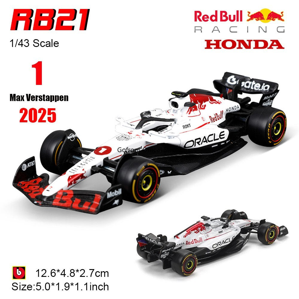 Novo em estoque Bburago 1:43 2025 F1 Japão Red Bull Rb21 Liga Modelos Miniatura Ferrari Sf25 #44 Rb21 Verstappen Mcl39 W16 ?Carro de Brinquedo