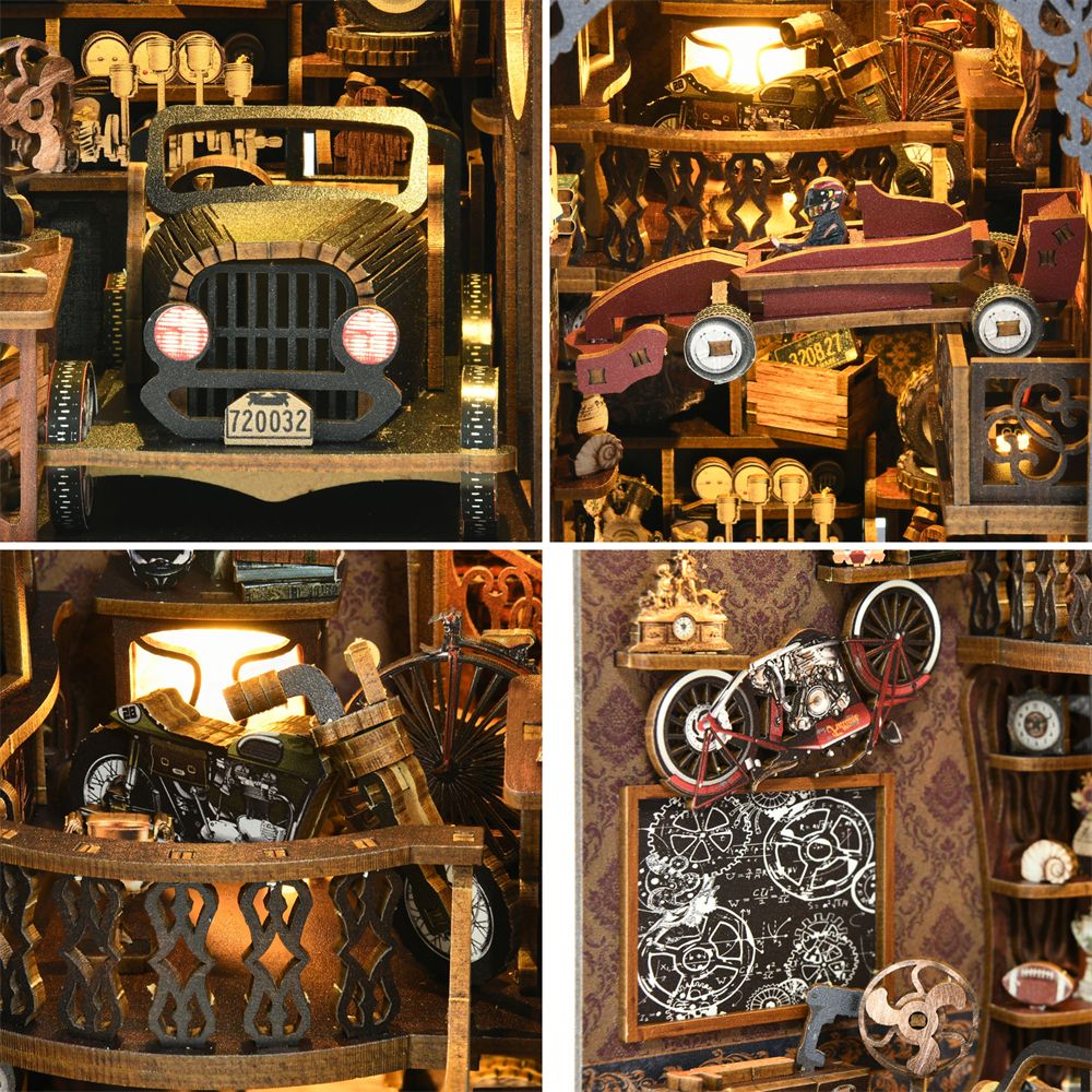 Carro Modelo Vintage Clássico Carro de Madeira Criativo DIY Kit de Quebra-Cabeça 3D Livro de Recanto Experimento de Ciência Educação Brinquedos Infantis Estante de Livros