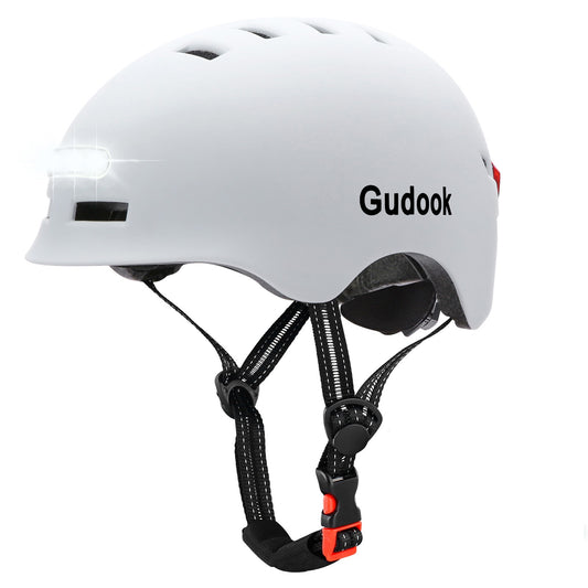 GUDOOK Adult Bike Helmet with Light - Bicycle Helmets Men - Women - Front and Back LED Lights for  Scooter? Cycling, Skating