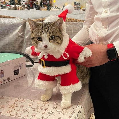 Roupa de Natal para Gatos Engraçada Fantasia de Cosplay para Gato e Cachorro de Estimação Roupa de Papai Noel de Ano Novo para Filhotes e Gatinhos Roupinhas de Inverno para Chihuahuas