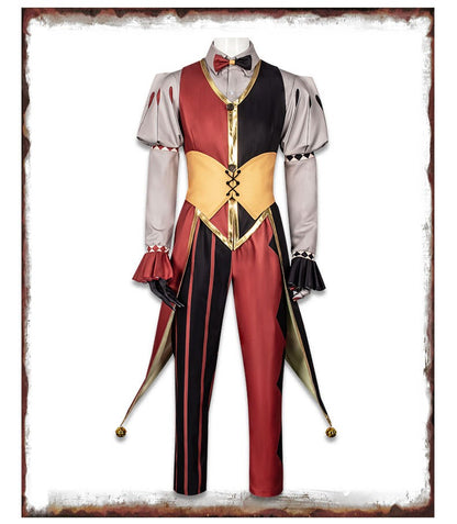 Kingdom of Marionettes Jestyn Cosplay Costume Gothic Jester Uniform Halloween Party Roleplay Outfit With Hat Mask