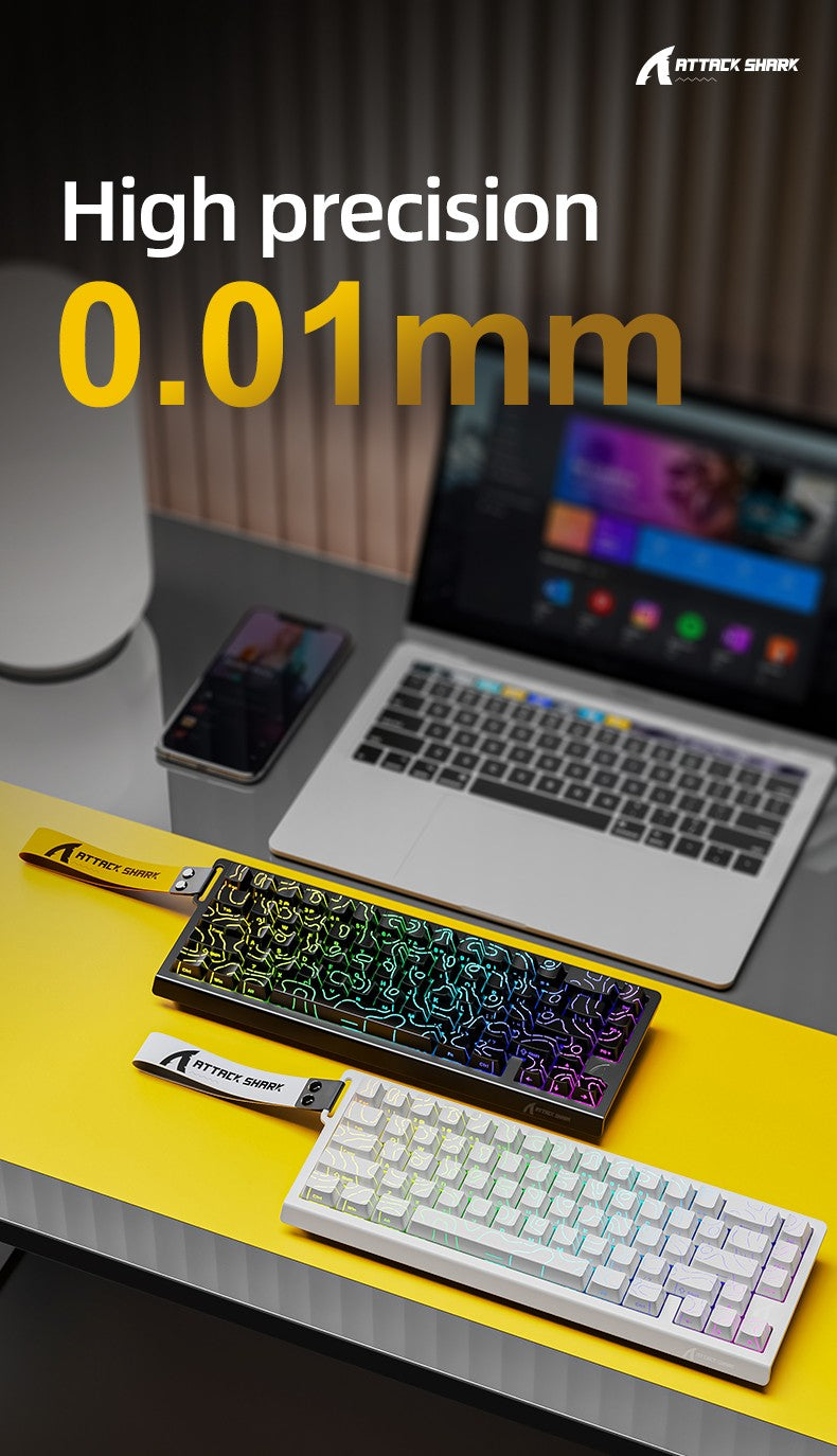 ATTACK SHARK X68PRO HE Wireless Keyboard,Magnetic Switch,With 0.01mm RT Accuracy,8KHz Polling Rate,0.125ms Latency,RGB Backlight