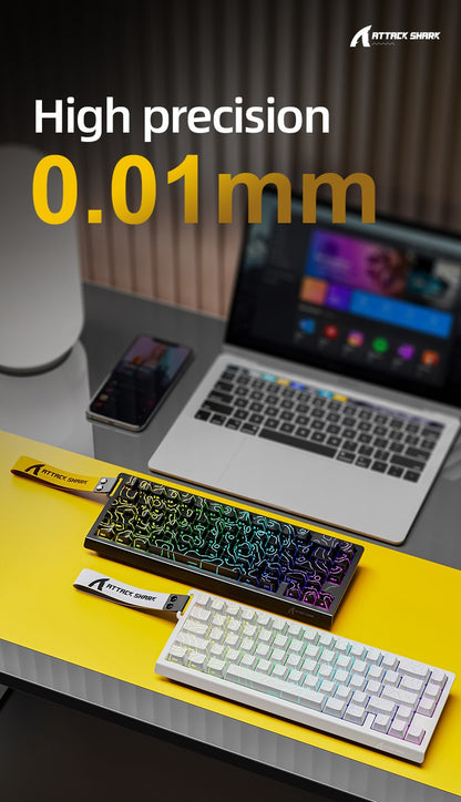 ATTACK SHARK X68PRO HE Wireless Keyboard,Magnetic Switch,With 0.01mm RT Accuracy,8KHz Polling Rate,0.125ms Latency,RGB Backlight