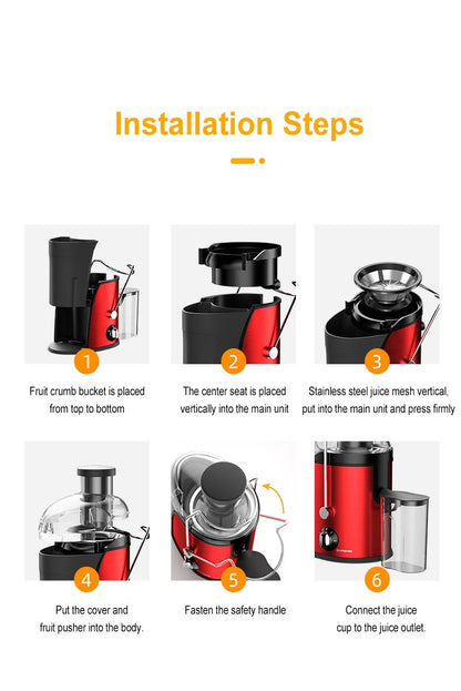 Espremedor de Laranja Elétrico 400W Liquidificador de Frutas e Vegetais Espremedor de Limão Máquina de Suco Multifuncional Eletrodomésticos 110/220V
