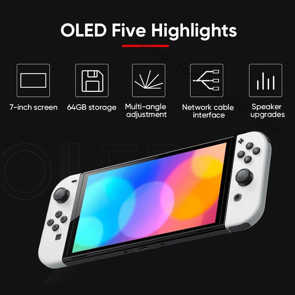 Original Nintendo Switch OLED Model White set Vivid 7” OLED screen 64 GB internal storage Wide adjustable stand
