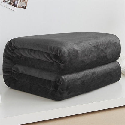 Spring Winter Winter Flannel Blanket Fluffy Warm Soft Sofa Cover Bedspread Solid Blue Black Coral Fleece Plush Blankets For Beds