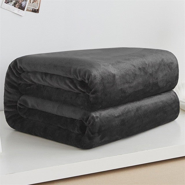 Spring Winter Winter Flannel Blanket Fluffy Warm Soft Sofa Cover Bedspread Solid Blue Black Coral Fleece Plush Blankets For Beds
