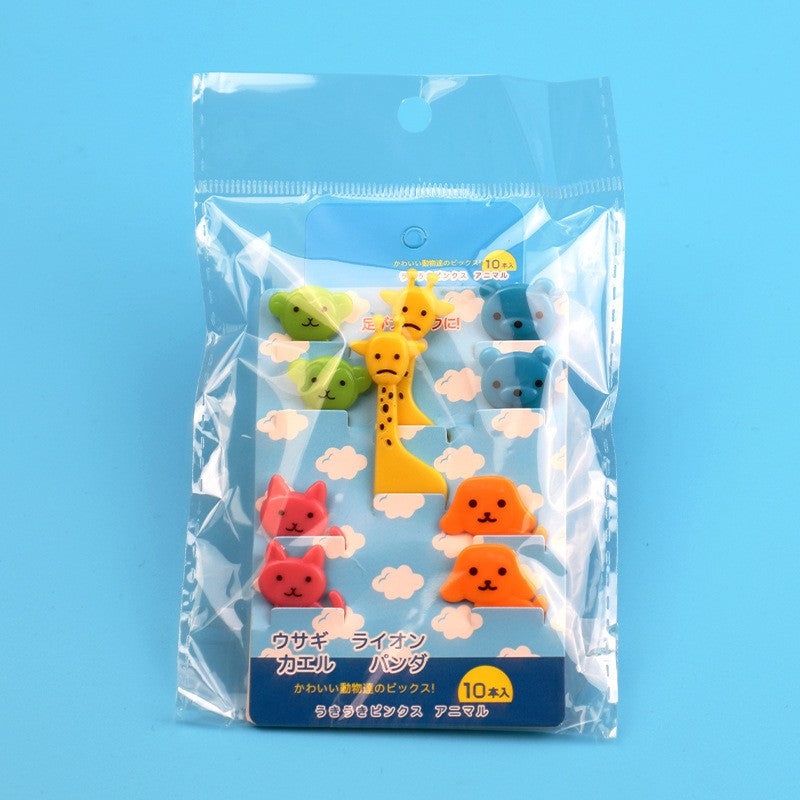 Conjunto de 10 Garfos Fofos Mini de Alta Qualidade com Tema de Animais e Frutas, Conjunto de Garfos de Frutas Reutilizáveis com Tema de Desenho Animado para Festa de Natal, Lanches, Bolos e Sobremesas