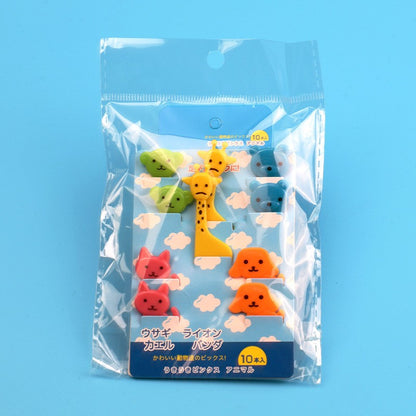 Conjunto de 10 Garfos Fofos Mini de Alta Qualidade com Tema de Animais e Frutas, Conjunto de Garfos de Frutas Reutilizáveis com Tema de Desenho Animado para Festa de Natal, Lanches, Bolos e Sobremesas