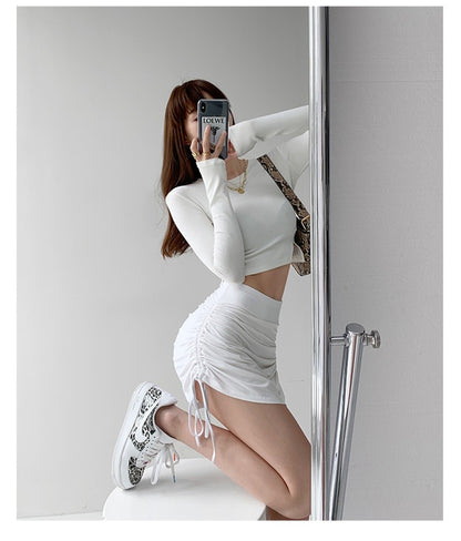 Sexy Bandage Summer Skirts Women Black High Waist Elastic Mini Skirt With shorts Hot Club A Line Slim Bodycon Skirts for Women