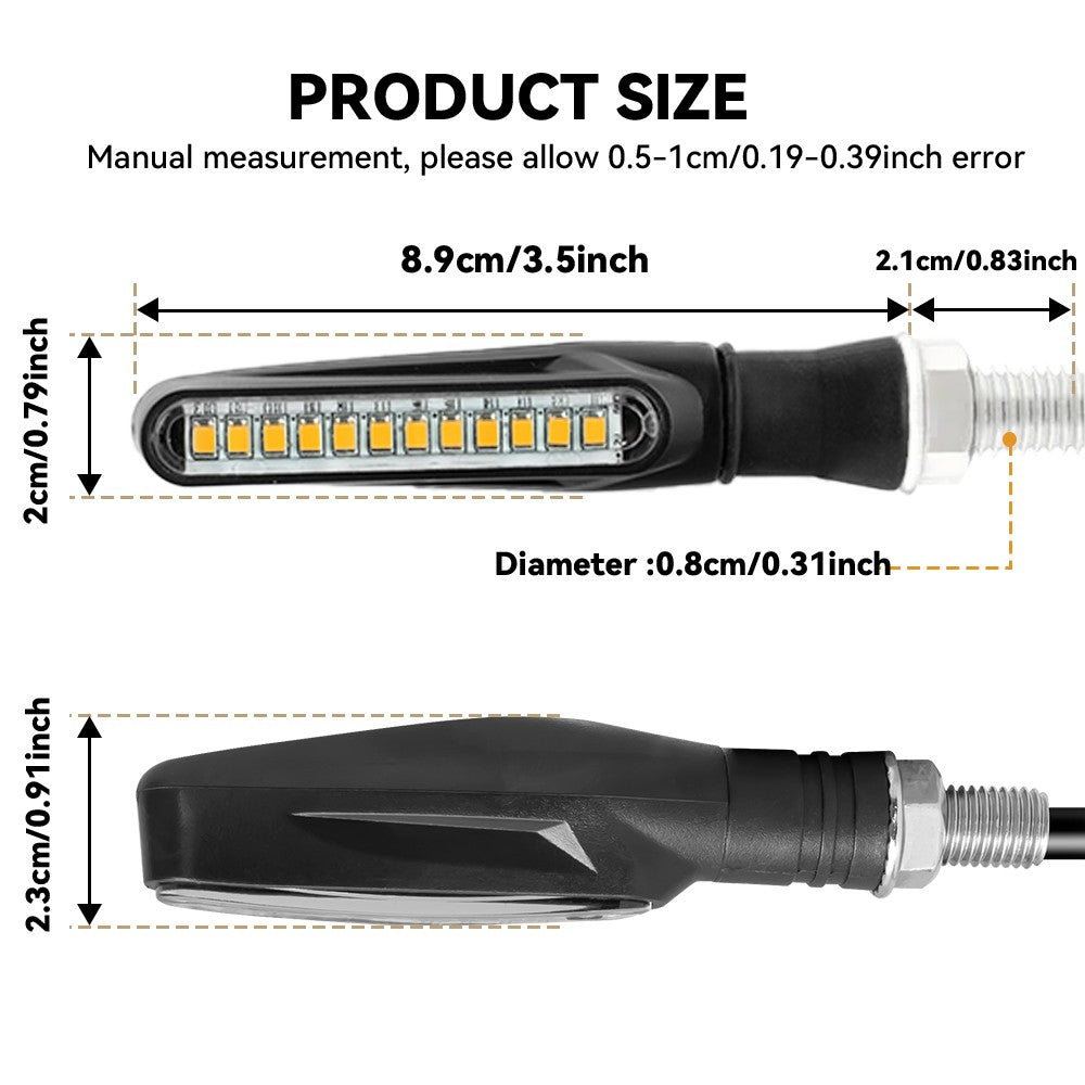 Piscas de Led para Motocicleta Indicadores de Direção Âmbar Piscante Luz de Freio Traseira Sinalizadora Lanterna DRL para Motocicleta 12V