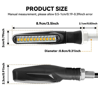 Piscas de Led para Motocicleta Indicadores de Direção Âmbar Piscante Luz de Freio Traseira Sinalizadora Lanterna DRL para Motocicleta 12V