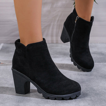 2024 New Autumn Winter Women Pumps Boots High Quality Zipper European Ladies Shoes Suede Fabric High Heels Boots Fast Delivery