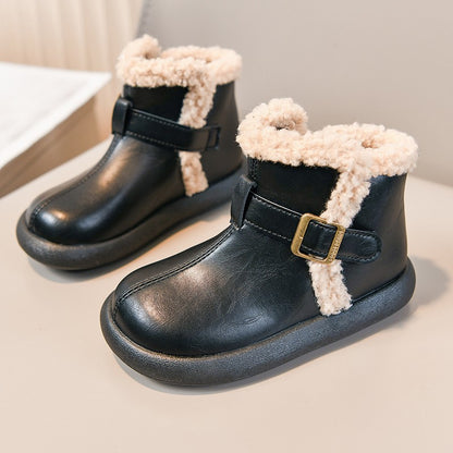 Winter Fur Boots For Children 2025 Trend Fashion Boy's Girl's Plush Snow Boots Anti-slippery Teenager Kid's Padded Boots Cotton