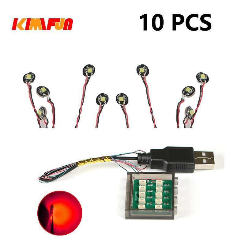 10PCS 0.8mm Pino RGB LED Blocos de Montar USB Lâmpada DIY Luz de Rua Cidade Decoração Elétrica 1X1 Tijolo Compatível com Todas as Marcas