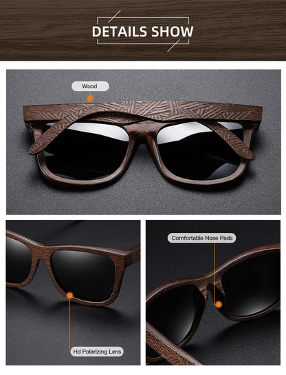 Óculos De Sol GM De Madeira De Bambu Natural Feitos À Mão Polarizados Lentes Com Revestimento Espelhado Com Caixa De Presente