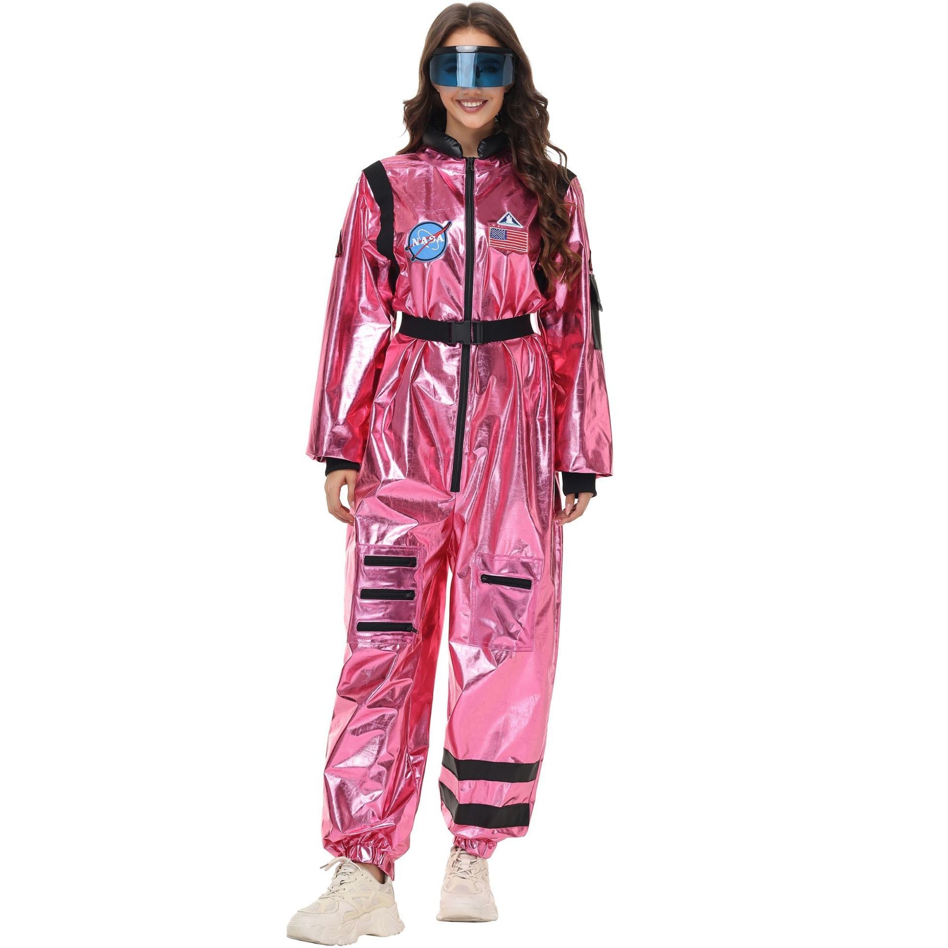 Adult Silver Astronaut Costume Men Women Spaceman Suit Space Jumpsuit Halloween Cosplay Party Dress Up