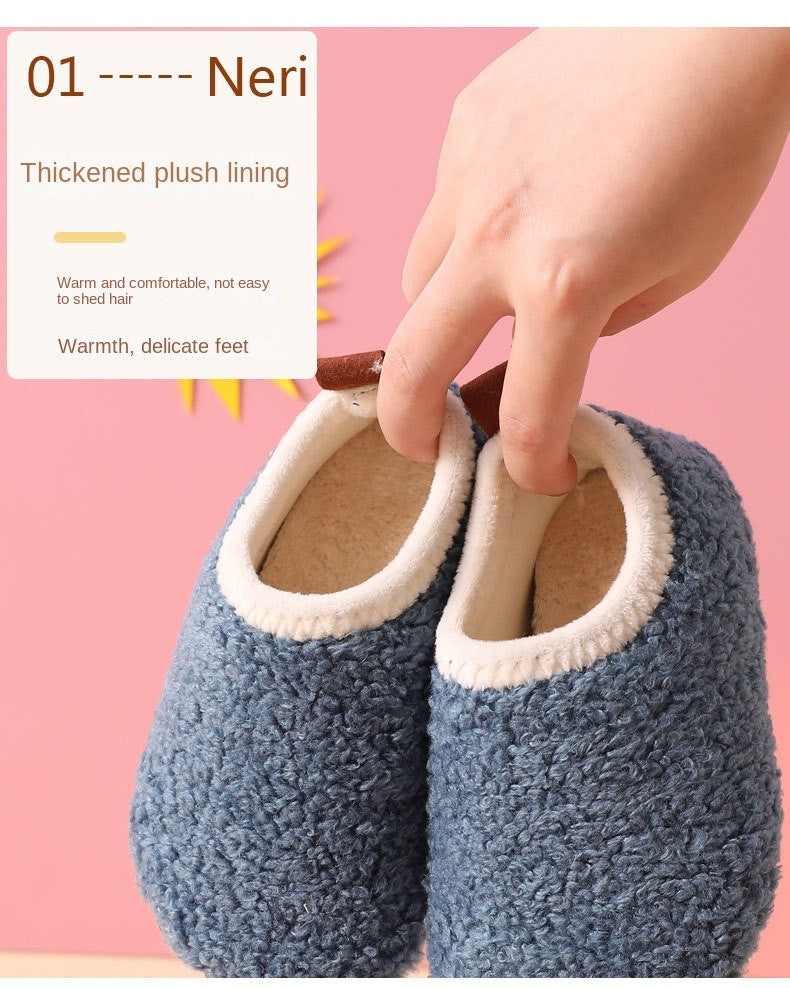 Children Cotton Slippers Solid Warm Kids Winter Home Shoes Boys Girls Plush Floor Shoes Indoor Soft Sole Anti-slip Cotton Shoes