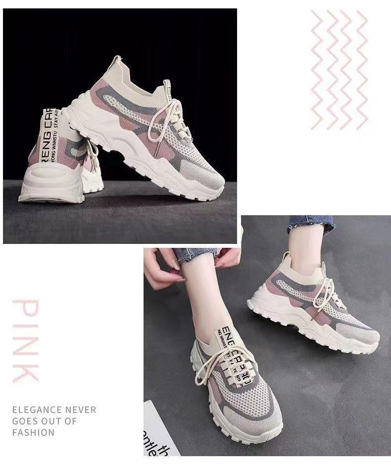 2026 New Women's Dad shoes Breathable Me Running shoes Faionable Casual Sports Sneakers Flat Bot round Toe Plastic Sole