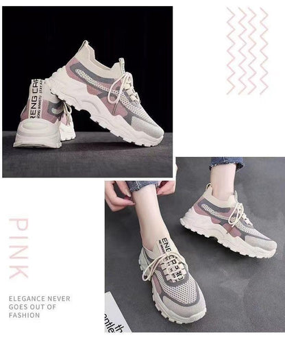 2026 New Women's Dad shoes Breathable Me Running shoes Faionable Casual Sports Sneakers Flat Bot round Toe Plastic Sole